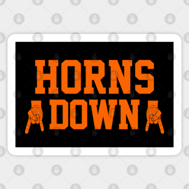 Horns Down Black/Orange Horns Down Sticker TeePublic